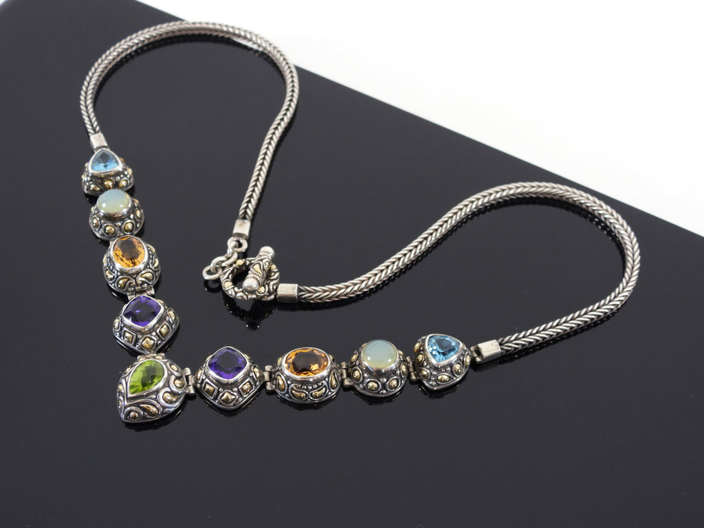 Samuel B Benham BJC Multi Gemstone Sterling 18k Gold Necklace