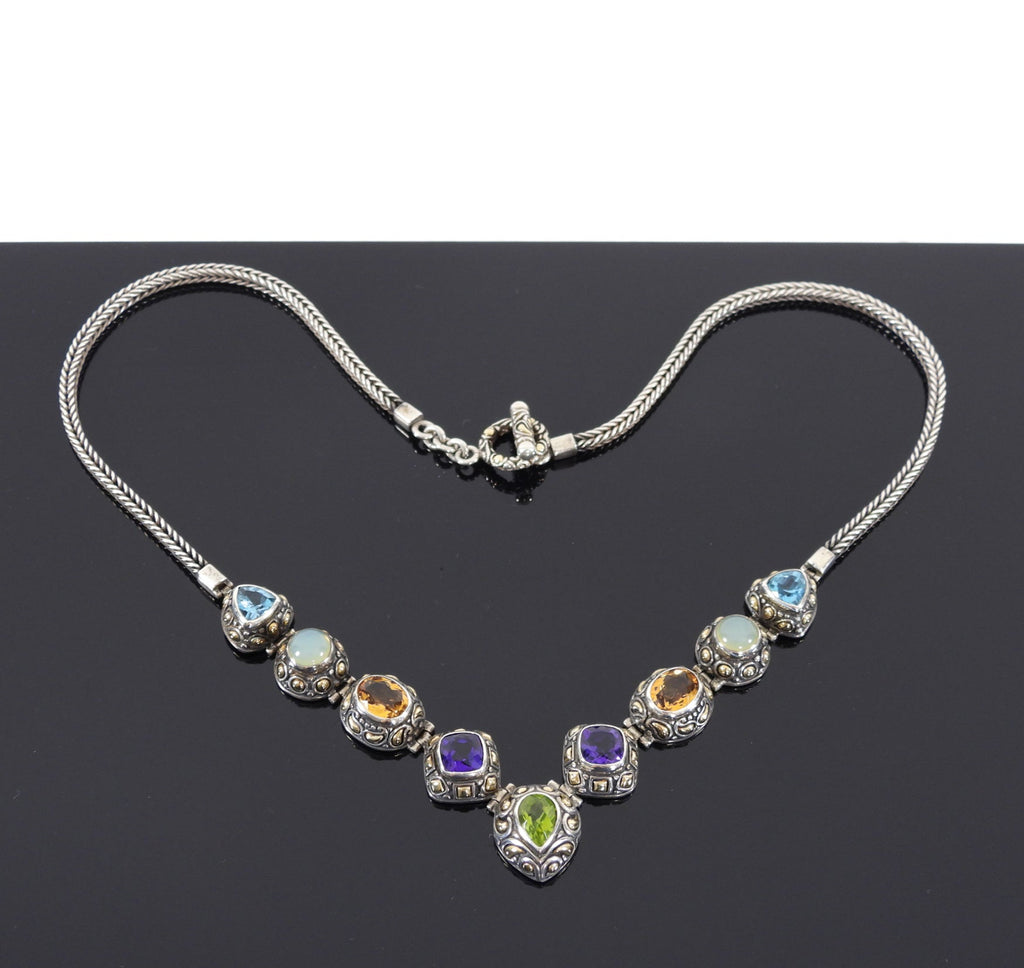 Samuel B Benham BJC Multi Gemstone Sterling 18k Gold Necklace
