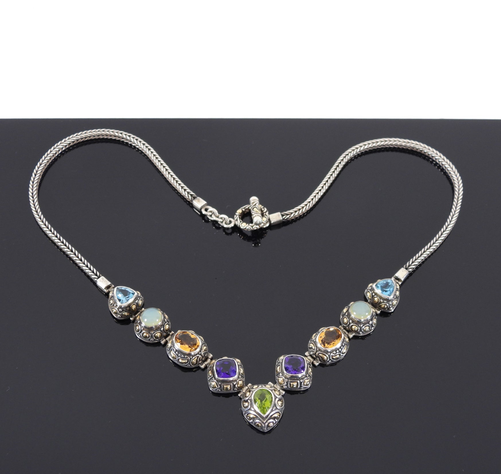 Samuel B Benham BJC Multi Gemstone Sterling 18k Gold Necklace