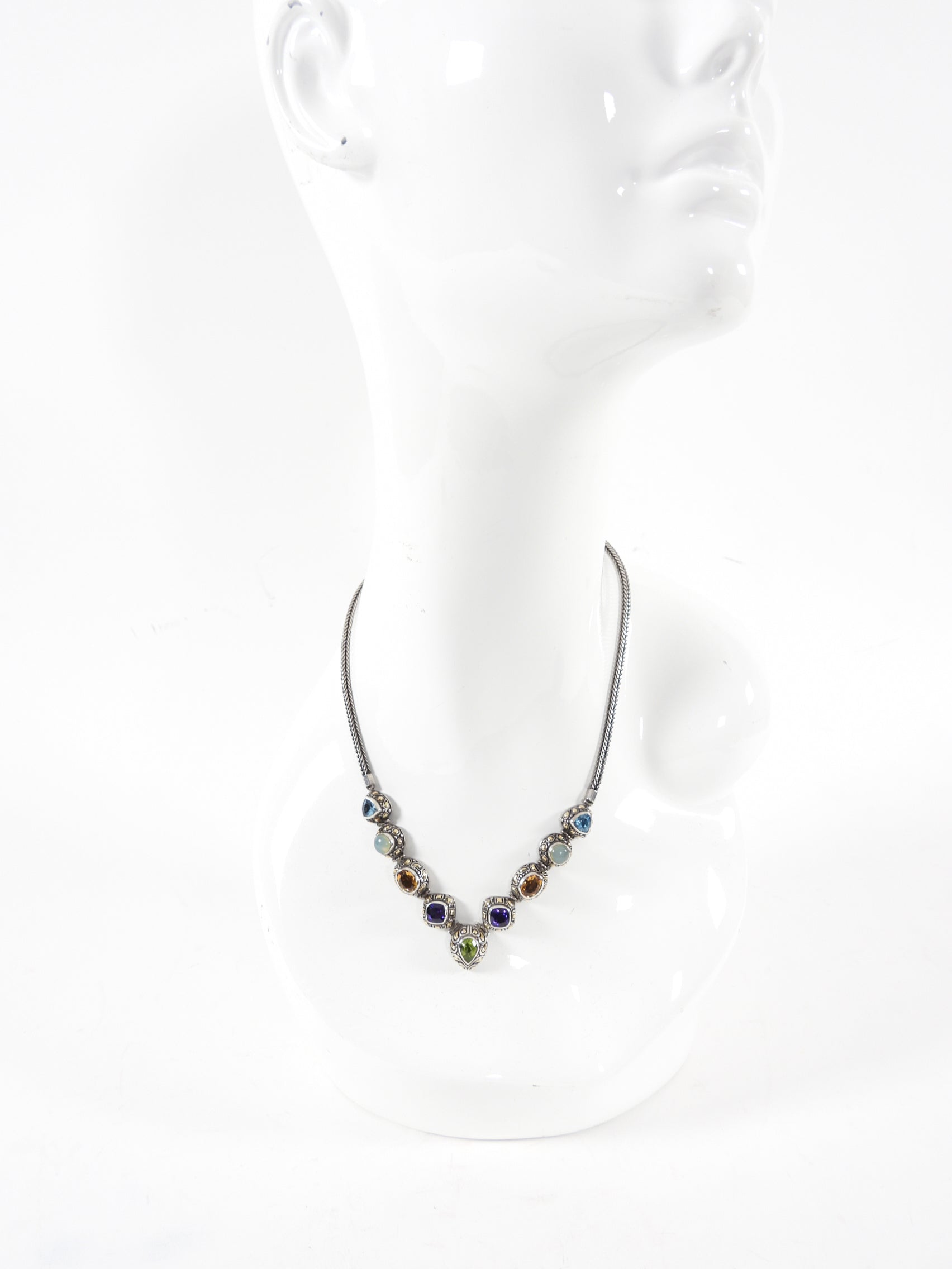 Samuel B Benham BJC Multi Gemstone Sterling 18k Gold Necklace