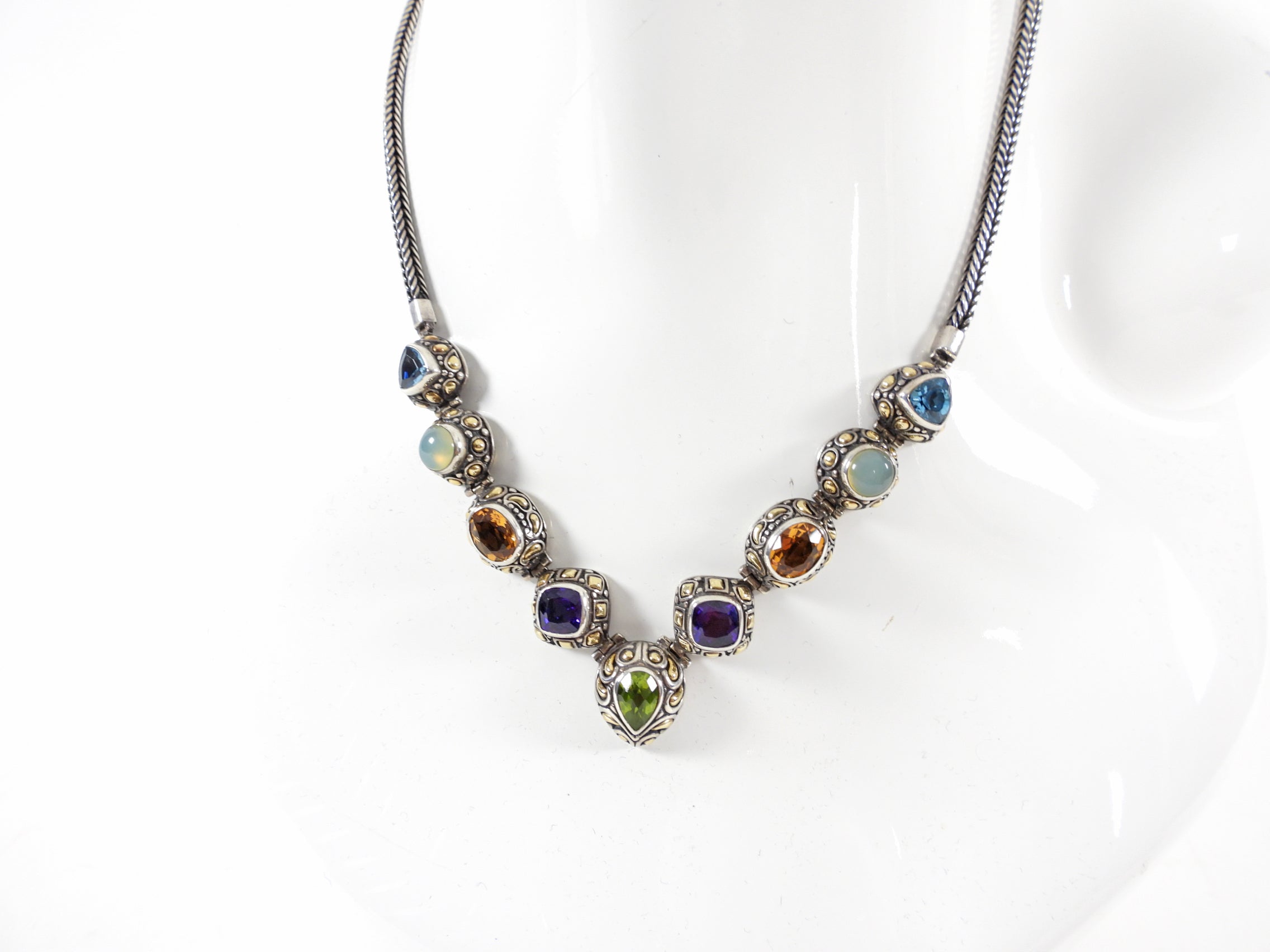 Samuel B Benham BJC Multi Gemstone Sterling 18k Gold Necklace