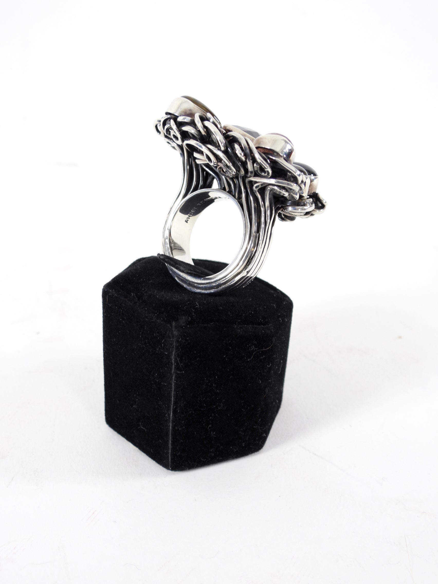 Sterling Silver Large Statement Studio Multi Gemstone Ring - 8.5