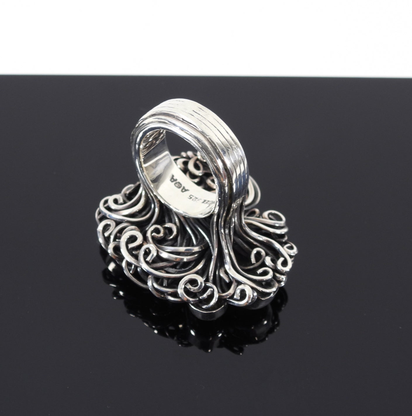 Sterling Silver Large Statement Studio Multi Gemstone Ring - 8.5