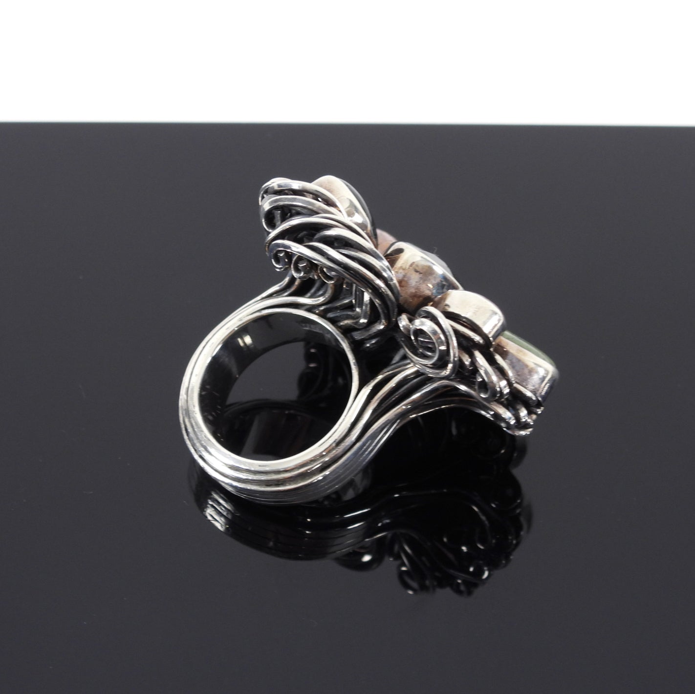 Sterling Silver Large Statement Studio Multi Gemstone Ring - 8.5