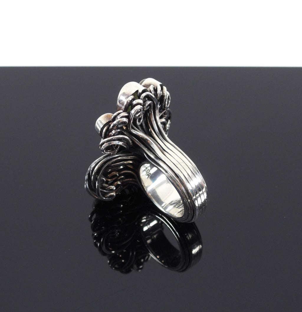 Sterling Silver Large Statement Studio Multi Gemstone Ring - 8.5