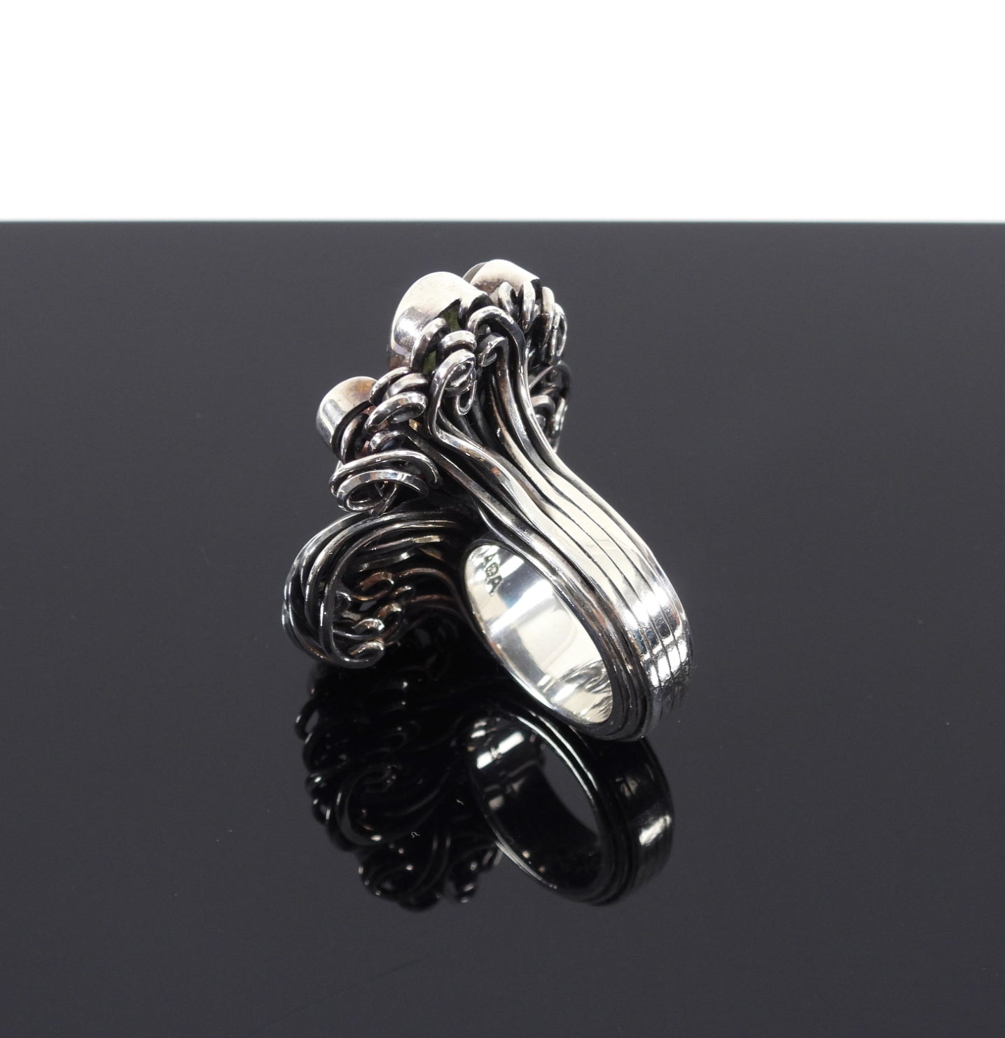 Sterling Silver Large Statement Studio Multi Gemstone Ring - 8.5