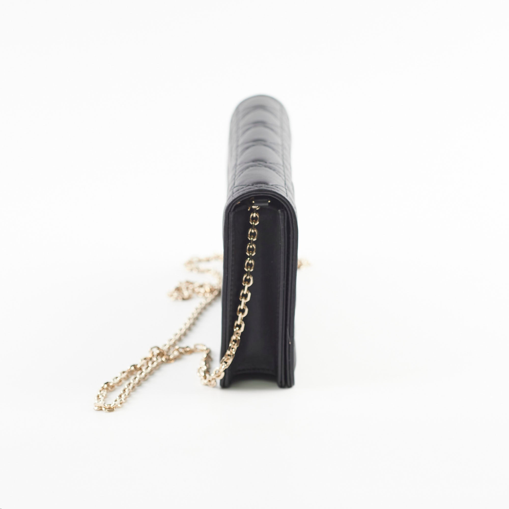 Christian Dior Wallet On Chain WOC Black Lambskin Crossbody