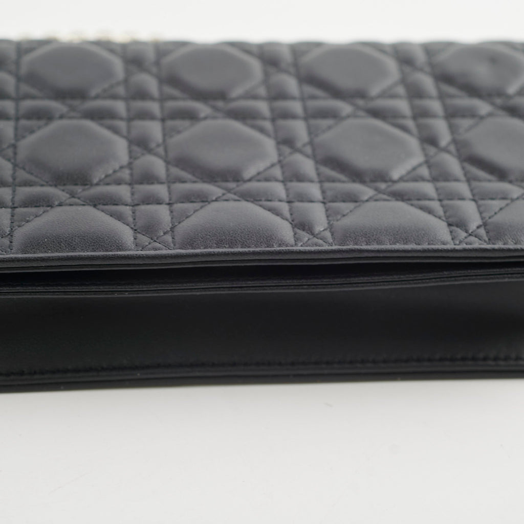 Christian Dior Wallet On Chain WOC Black Lambskin Crossbody