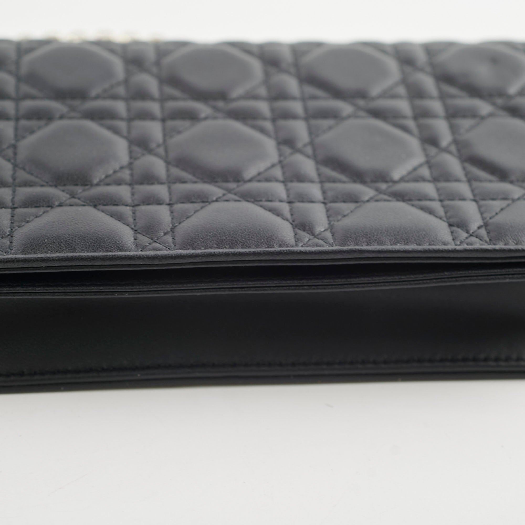 Christian Dior Wallet On Chain WOC Black Lambskin Crossbody