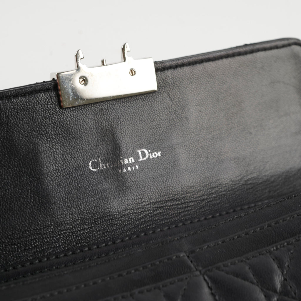 Christian Dior Lambskin Long Wallet On Chain WOC Black