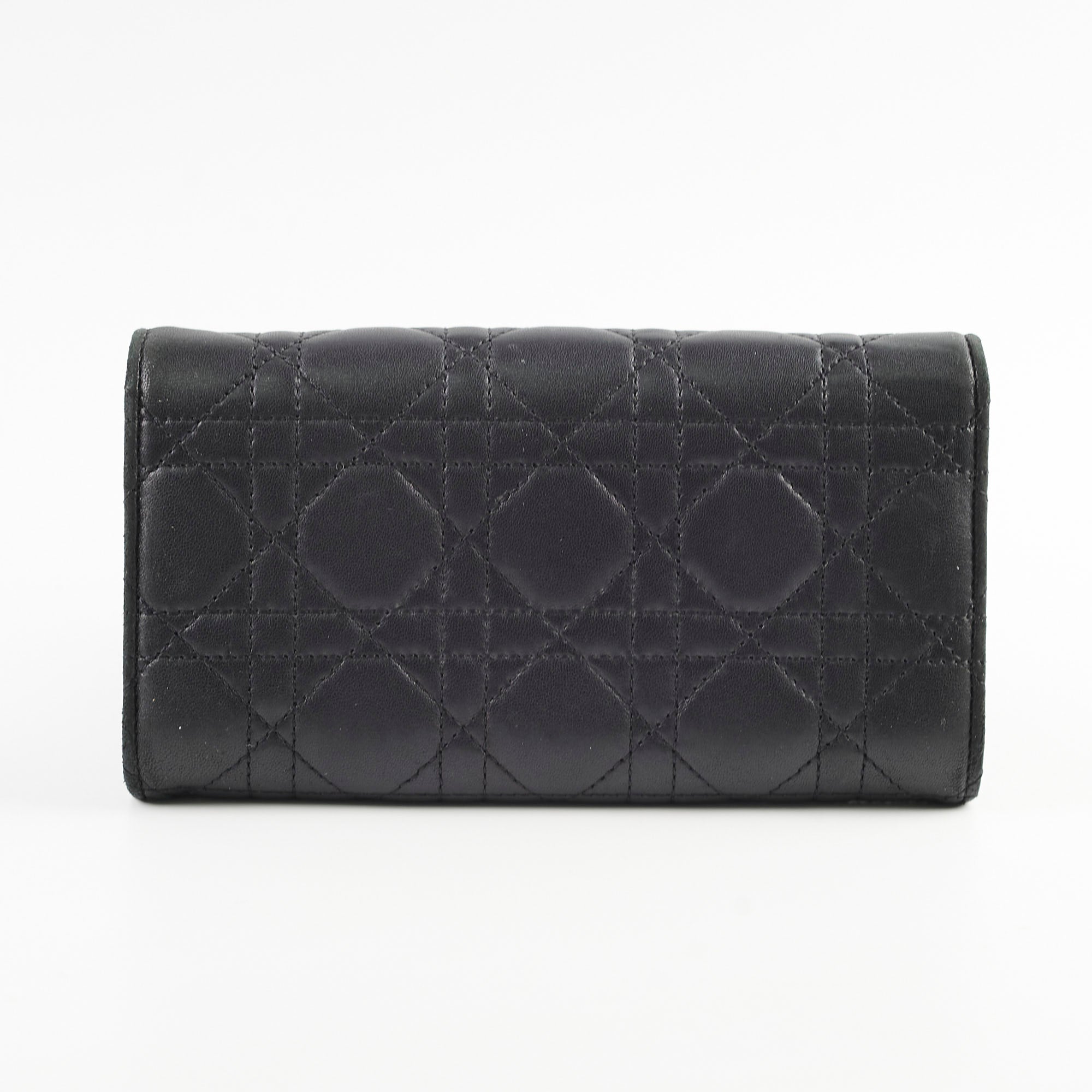Christian Dior Lambskin Long Wallet On Chain WOC Black