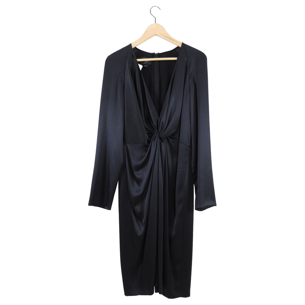 Giambattista Valli Black Silk Satin Knot Dress - IT46 / USA 10