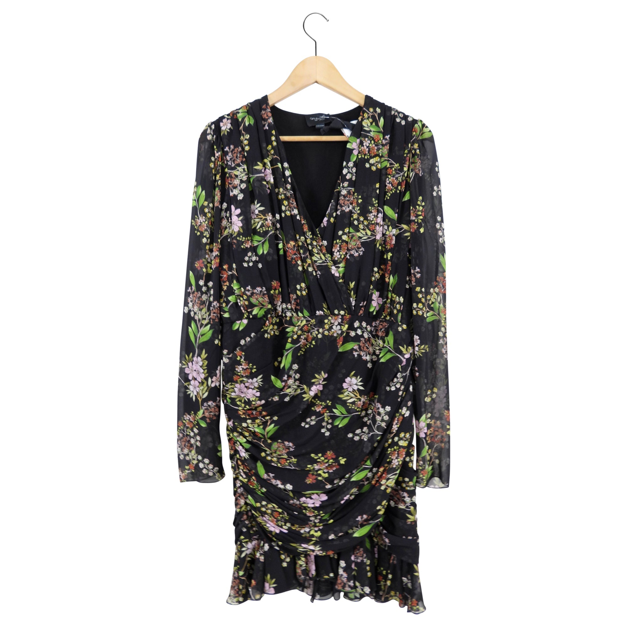 Giambattista Valli Black Silk Floral Draped Dress - IT46 / USA 10