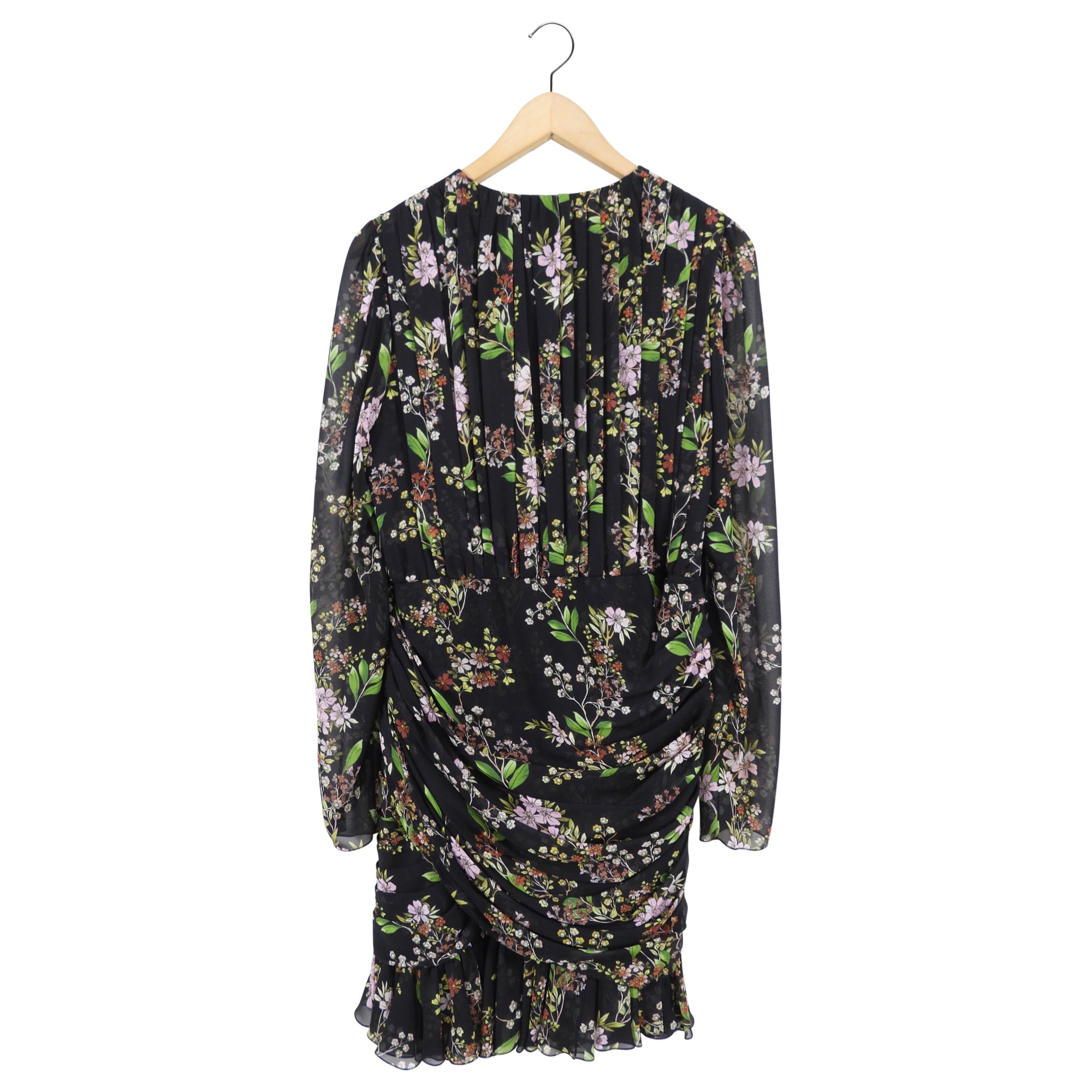 Giambattista Valli Black Silk Floral Draped Dress - IT46 / USA 10