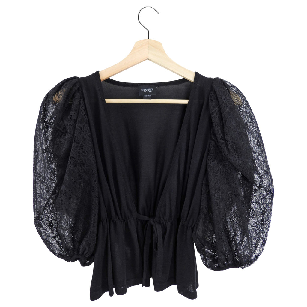 Giambattista Valli Fine Knit igan with Puff Lace Sleeve - IT42 / USA S