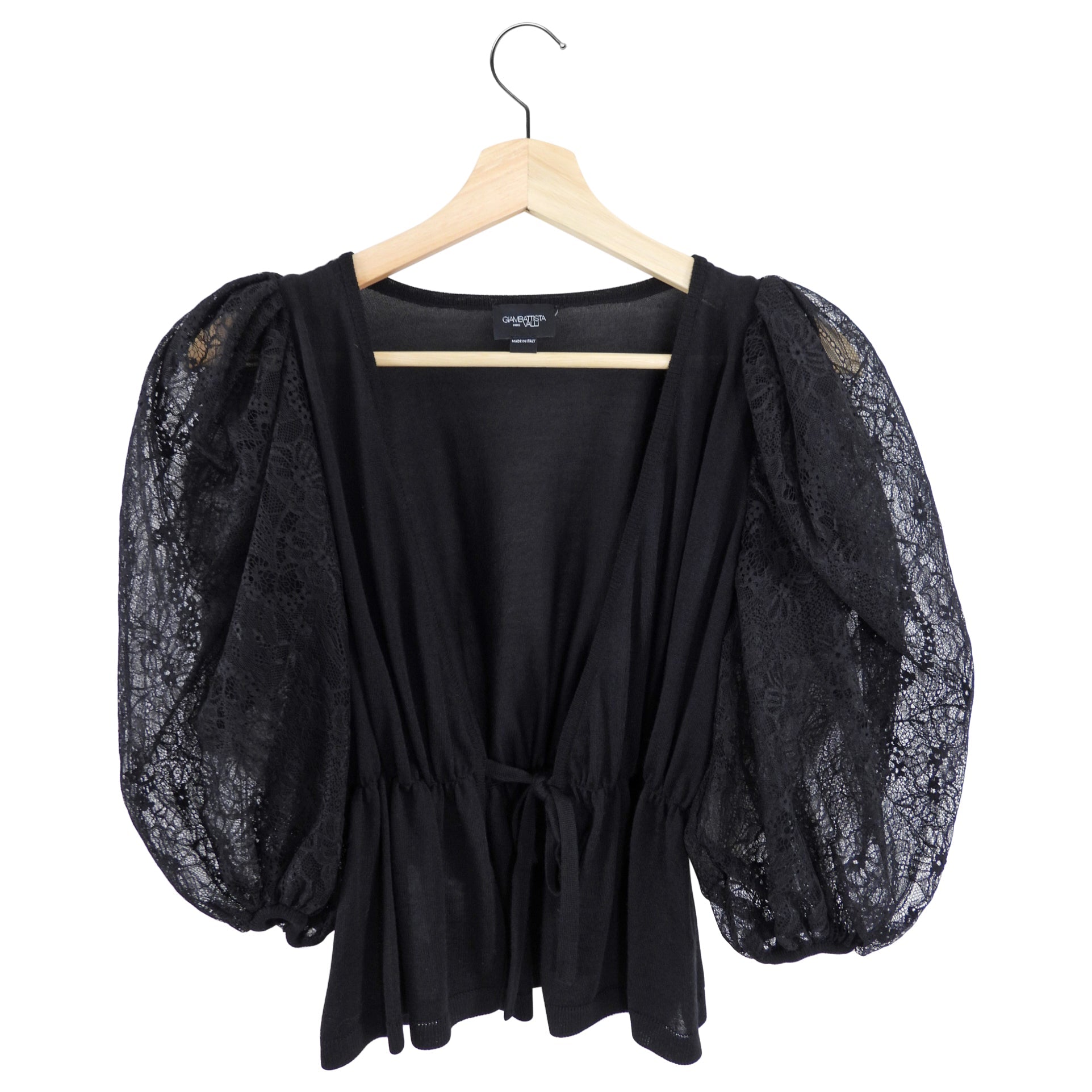 Giambattista Valli Fine Knit igan with Puff Lace Sleeve - IT42 / USA S