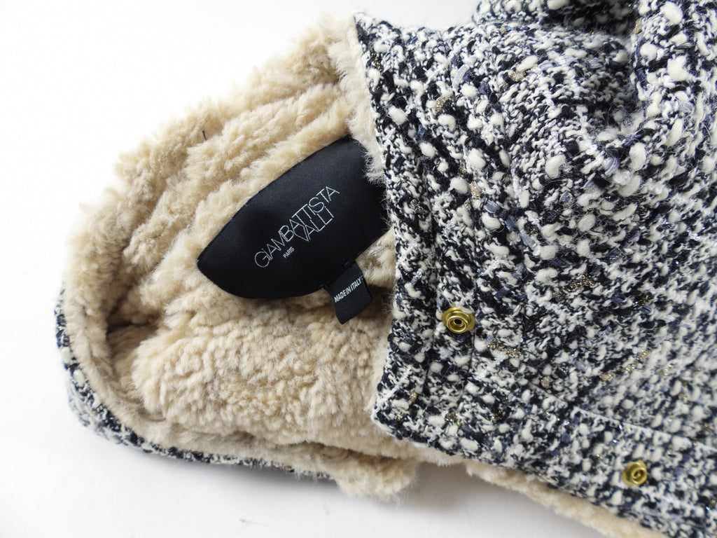 Giambattista Valli AW21 Tweed Faux Shearling Jacket - IT40 / S