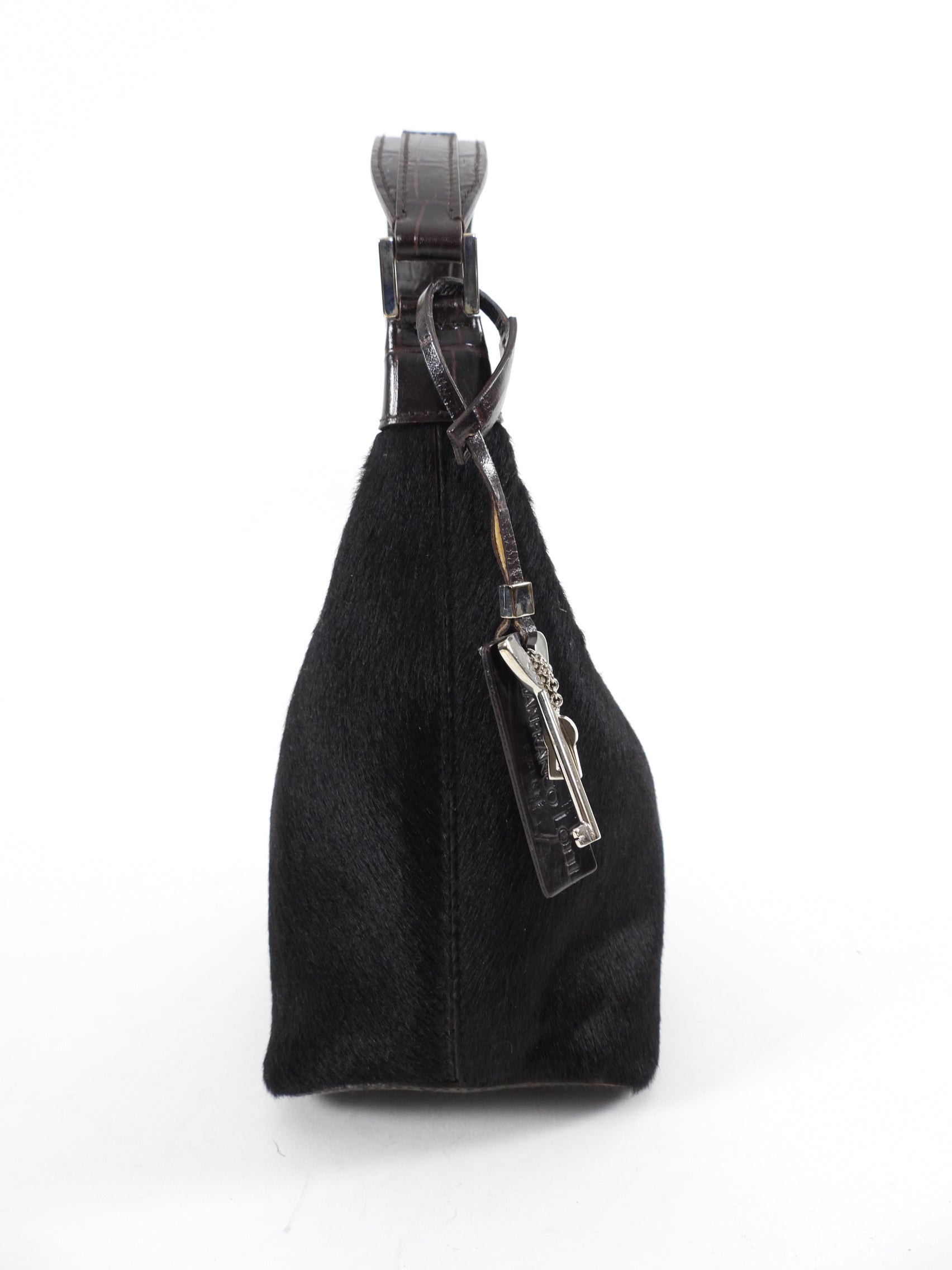 Gianfranco Lotti Embossed Leather and Calf Hair Pochette Bag