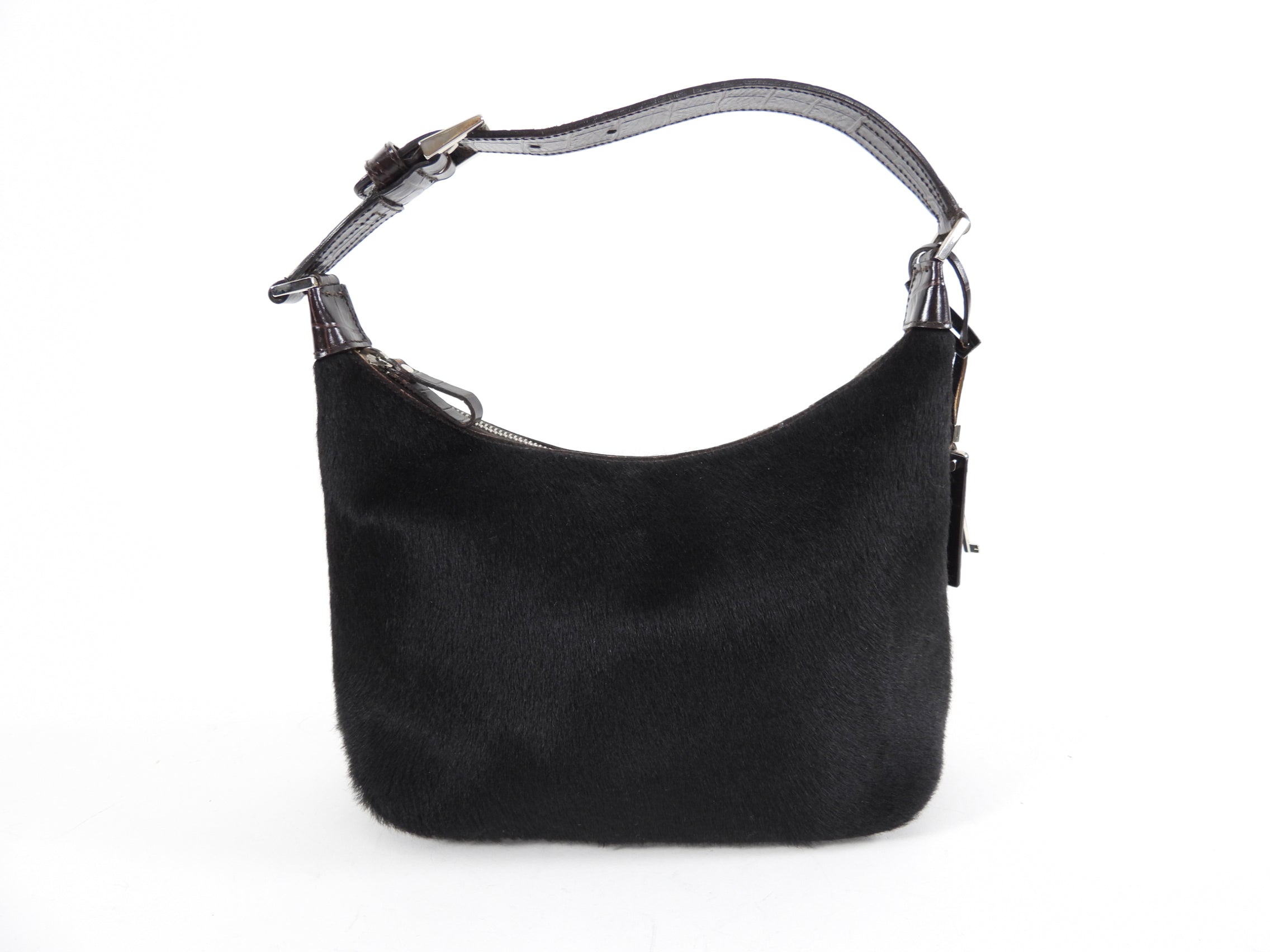 Gianfranco Lotti Embossed Leather and Calf Hair Pochette Bag