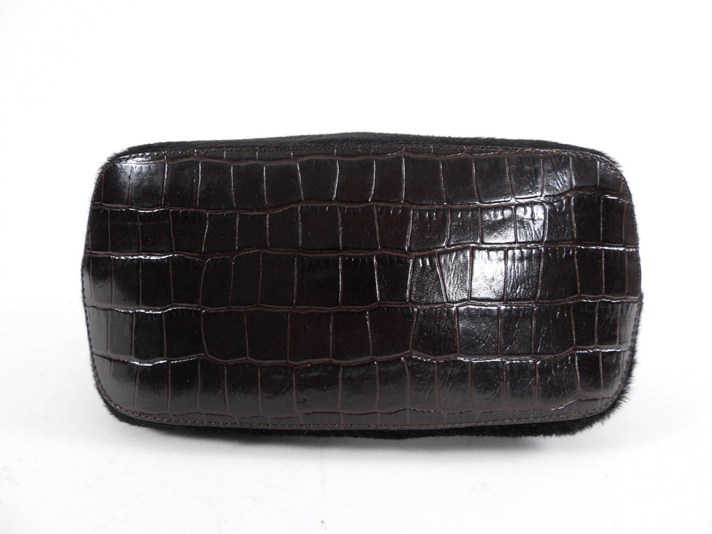 Gianfranco Lotti Embossed Leather and Calf Hair Pochette Bag