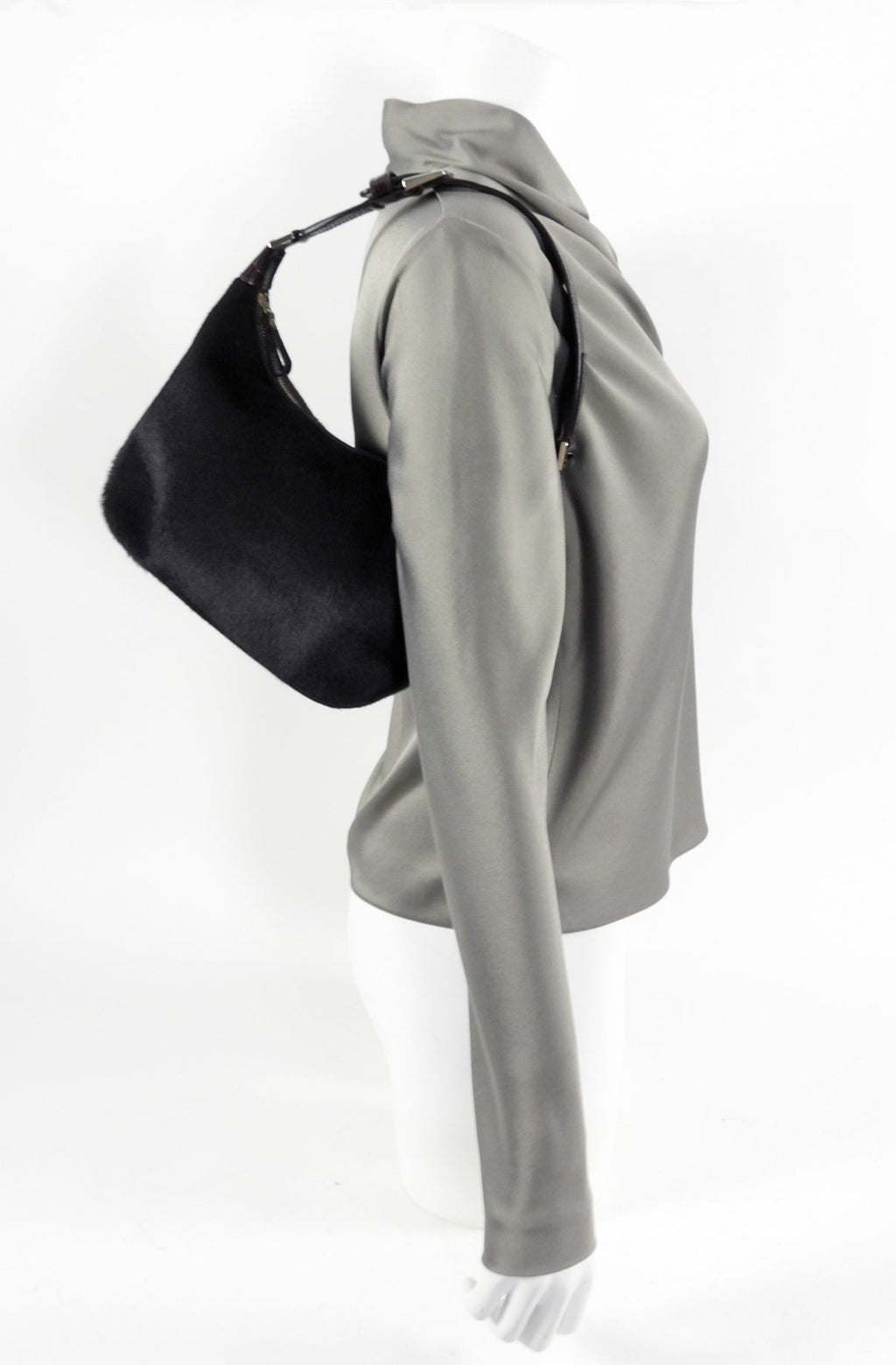 Gianfranco Lotti Embossed Leather and Calf Hair Pochette Bag