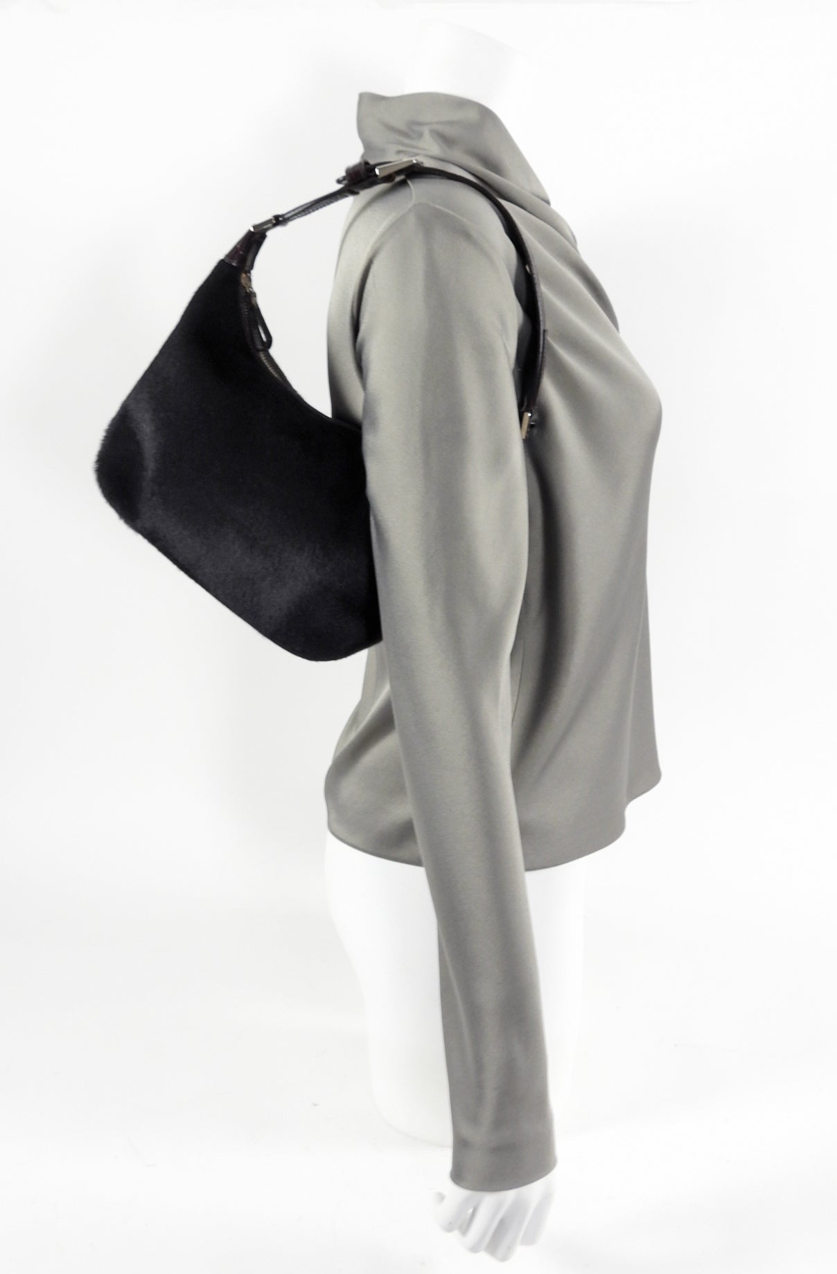 Gianfranco Lotti Embossed Leather and Calf Hair Pochette Bag