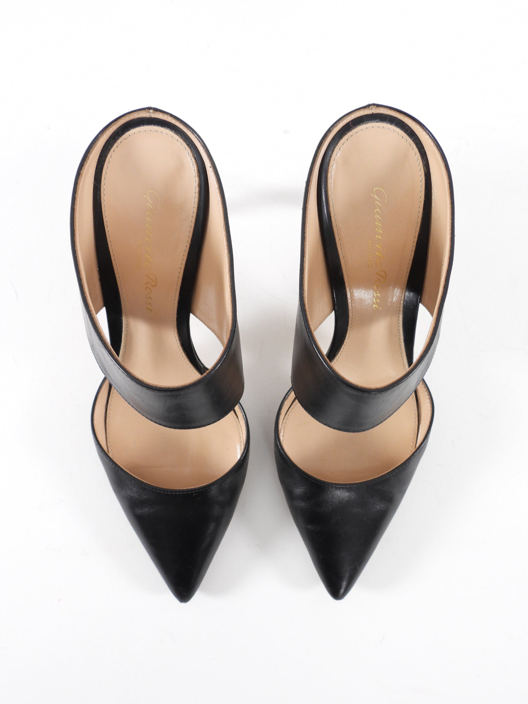 Gianvito Rossi Black Leather Point Toe Mules - 35.5