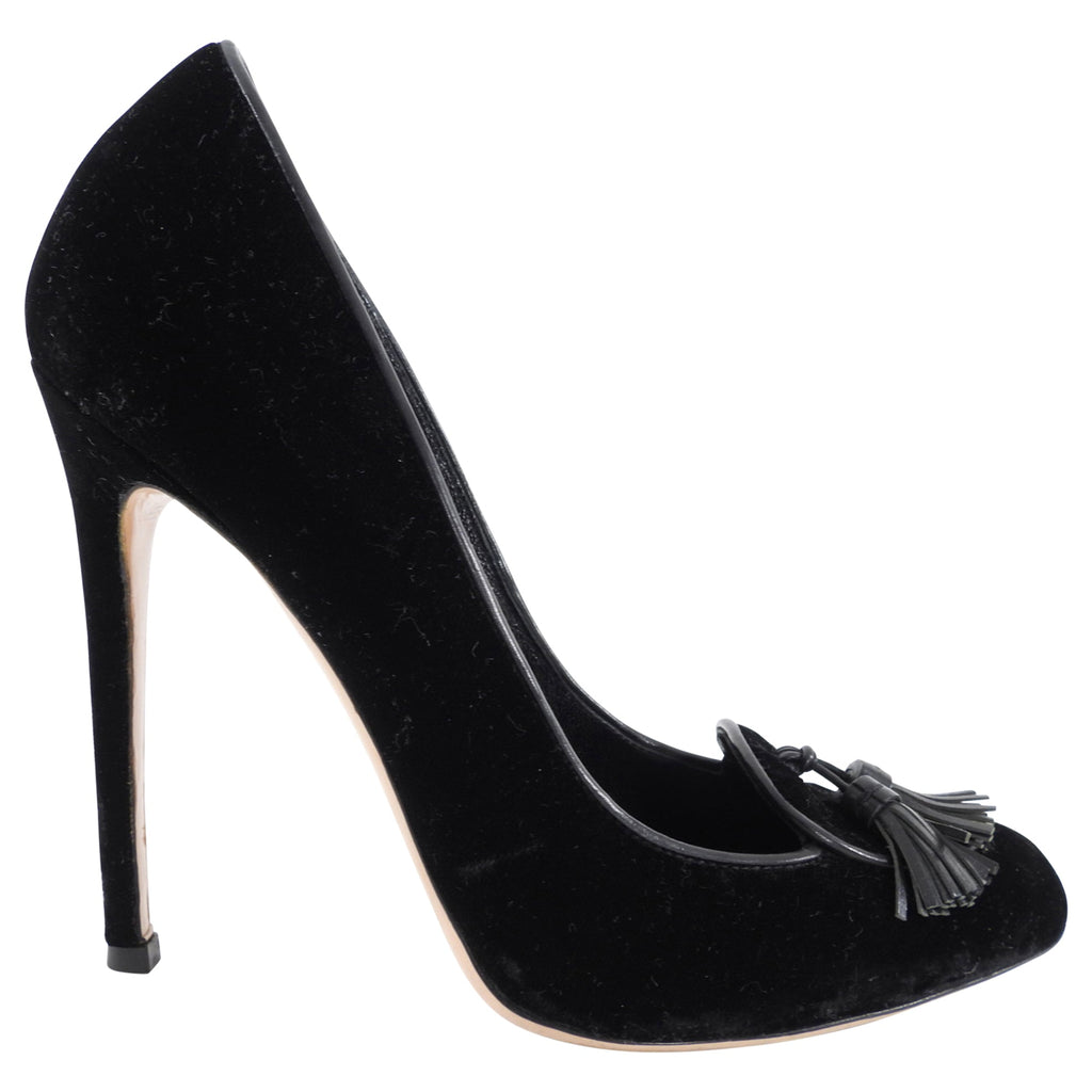 Gianvito Rossi x Altuzarra Black Velvet Tassel Pumps - 38