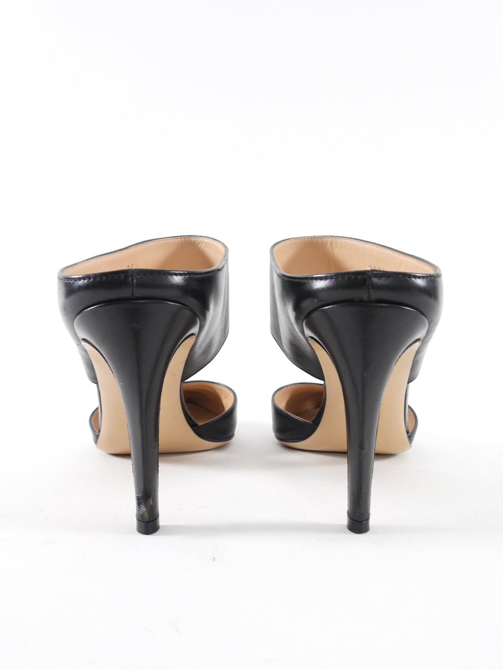 Gianvito Rossi Black Leather Point Toe Mules - 35.5