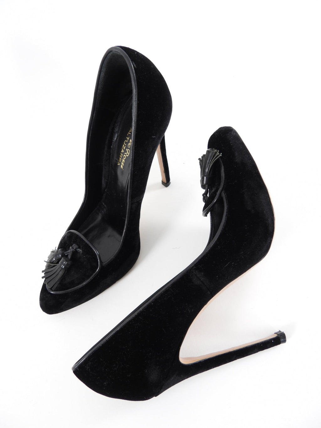 Gianvito Rossi x Altuzarra Black Velvet Tassel Pumps - 38