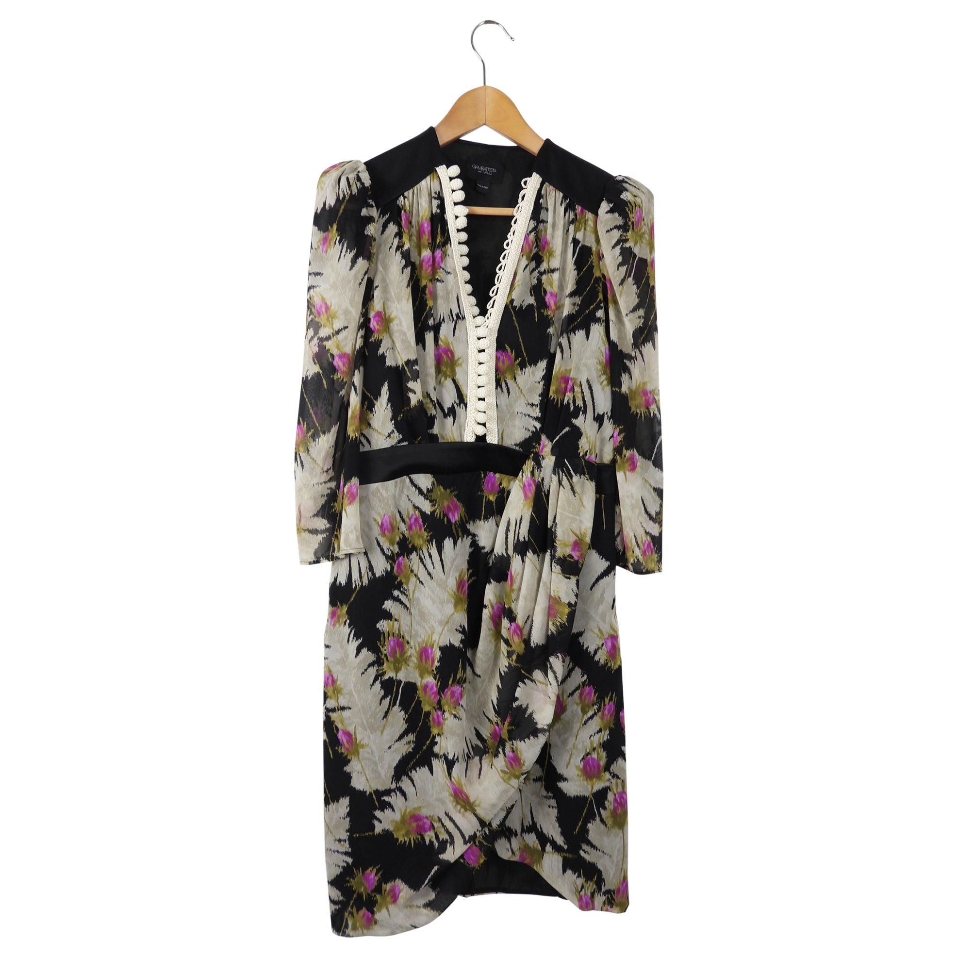 Giambattista Valli Black Pink Grey Boho Chiffon Dress - IT42 / S / 6