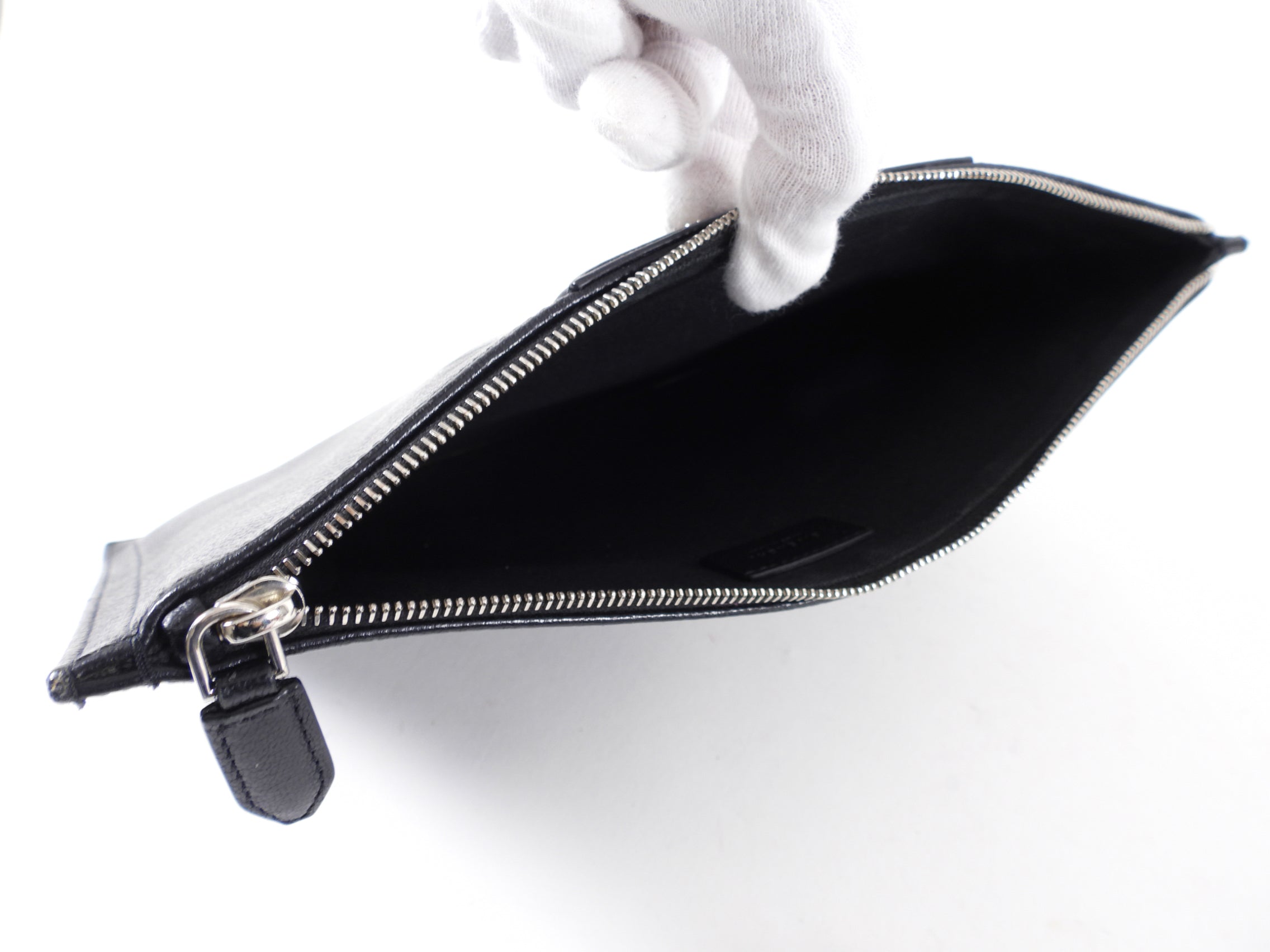 Givenchy Black Leather Antigona Zippered Pouch Clutch Bag