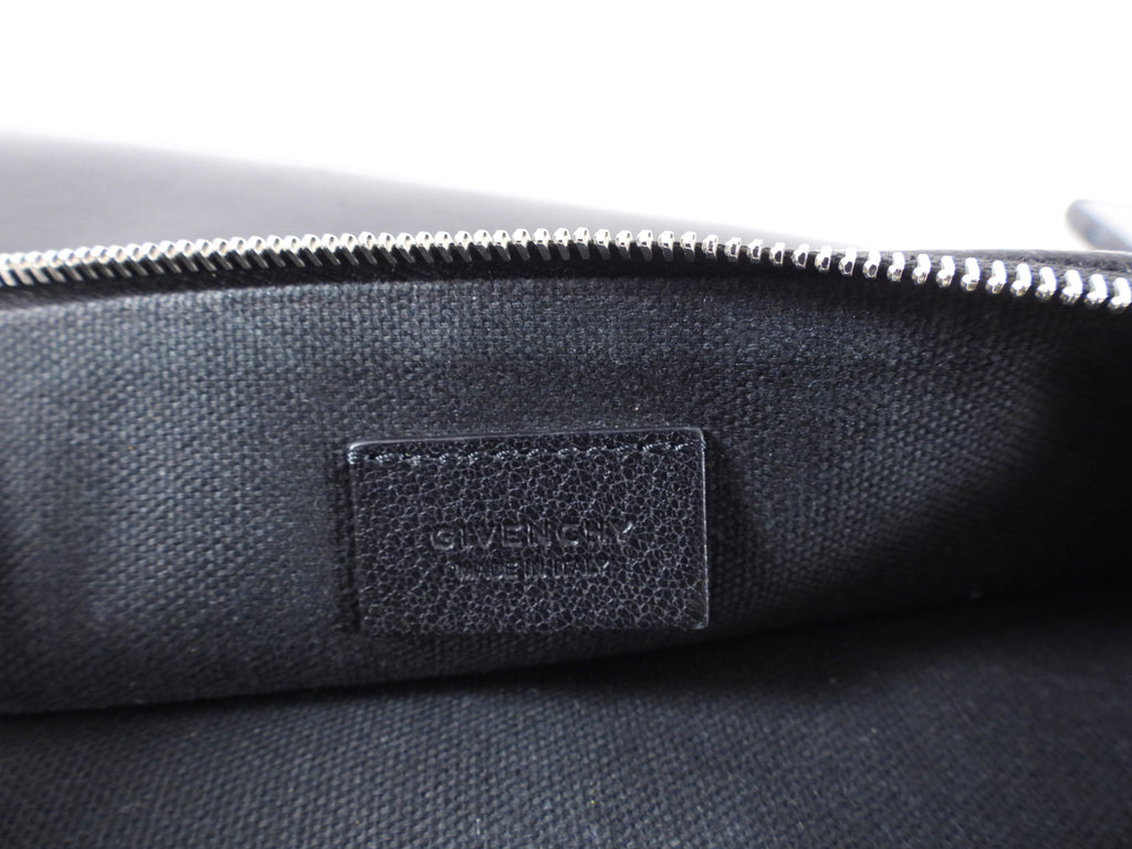 Givenchy Black Leather Antigona Zippered Pouch Clutch Bag