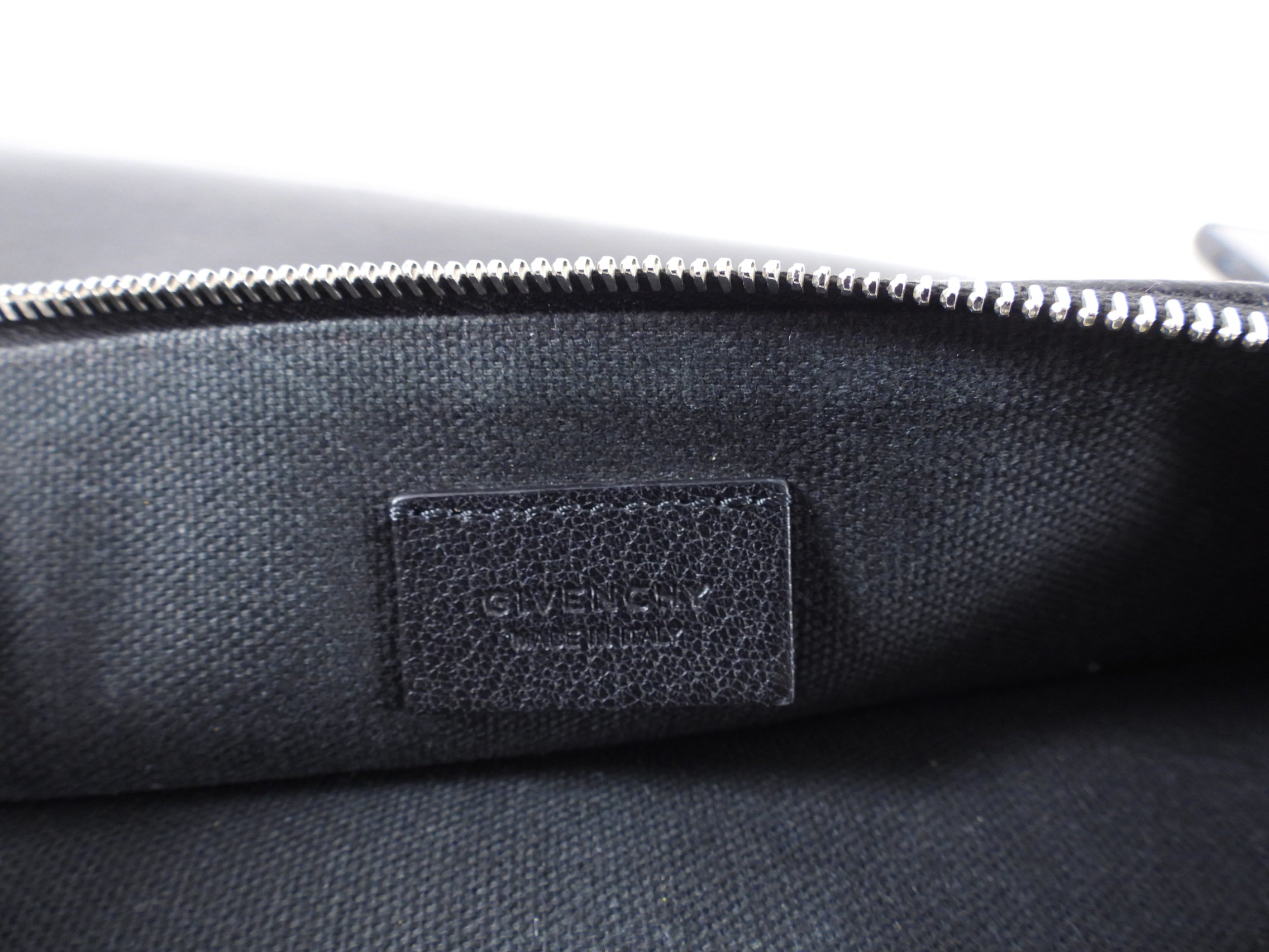 Givenchy Black Leather Antigona Zippered Pouch Clutch Bag