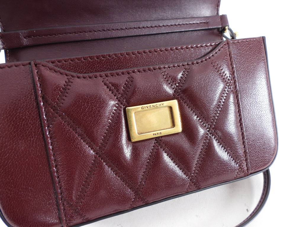 Givenchy Aubergine Convertible Mini Pouch Baguette / Crossbody Bag