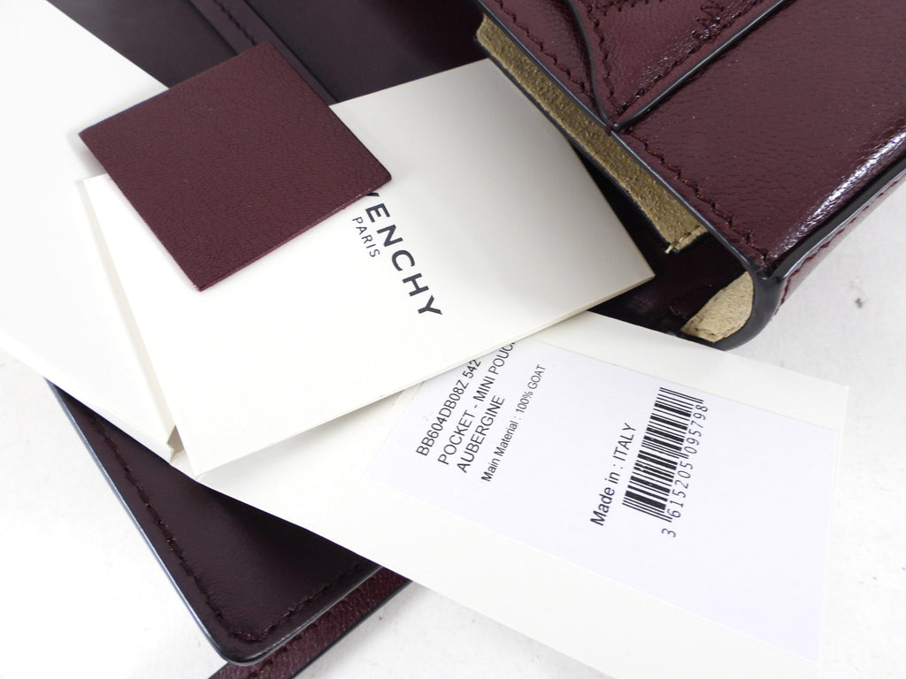 Givenchy Aubergine Convertible Mini Pouch Baguette / Crossbody Bag