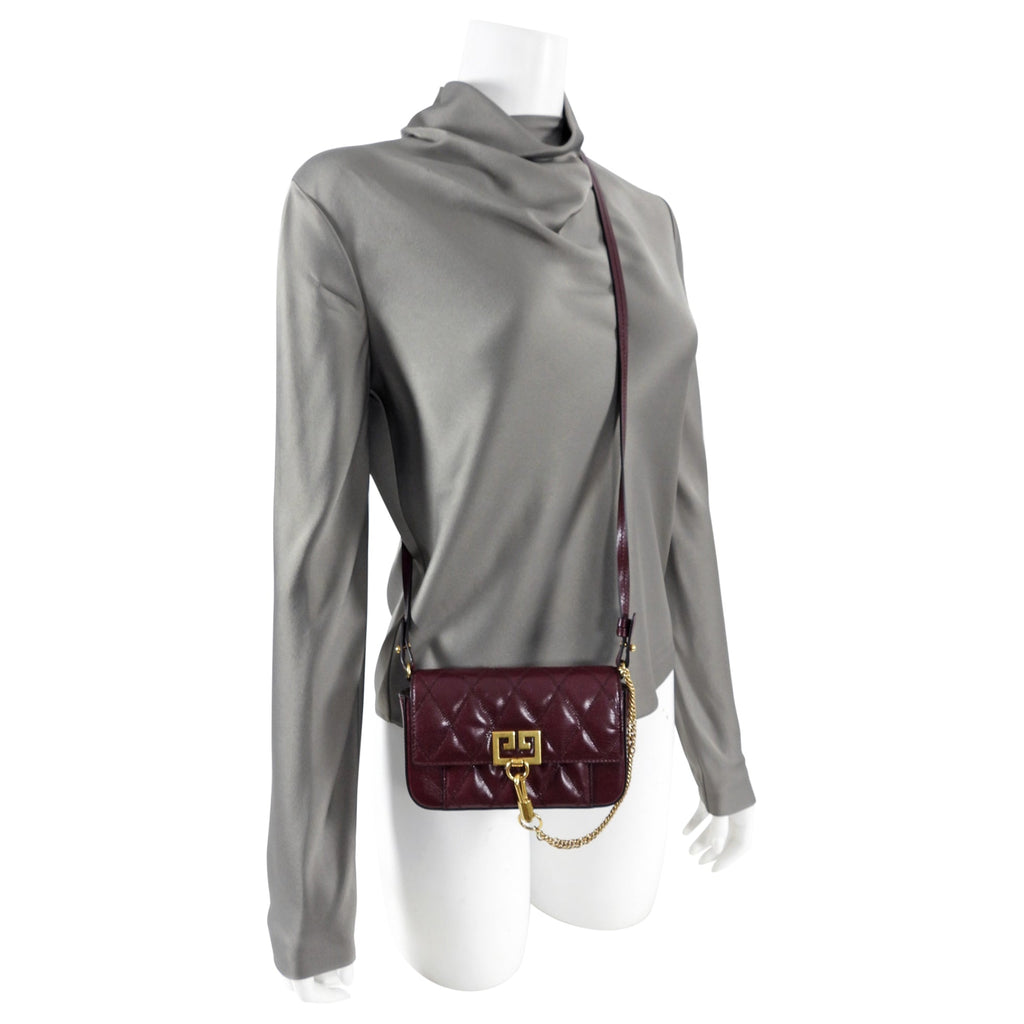 Givenchy Aubergine Convertible Mini Pouch Baguette / Crossbody Bag