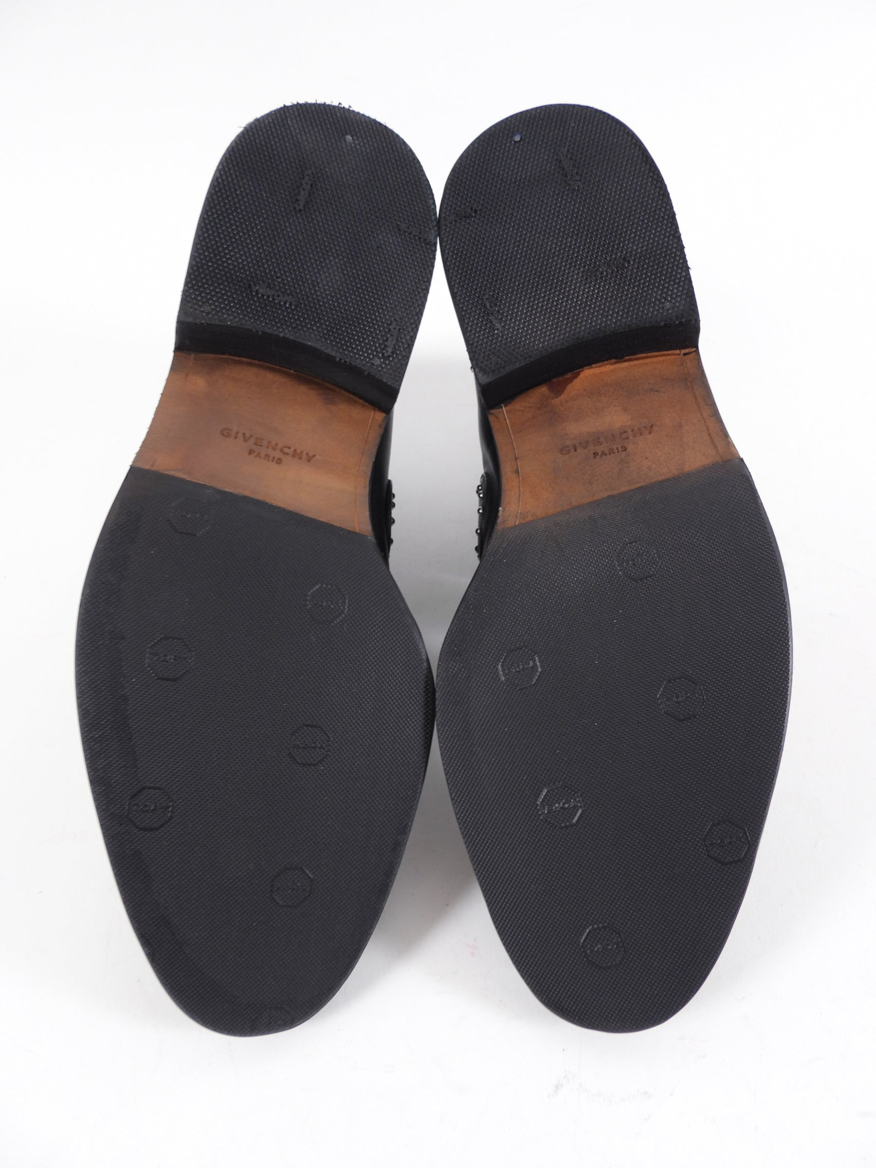 Givenchy Black Leather Studded Buckle Ankle Boots - 37