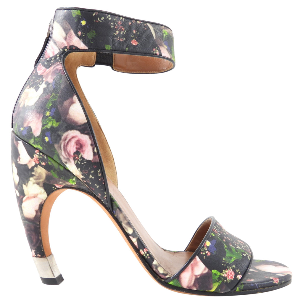 Givenchy Floral Leather Curved Heel Sandals - 38