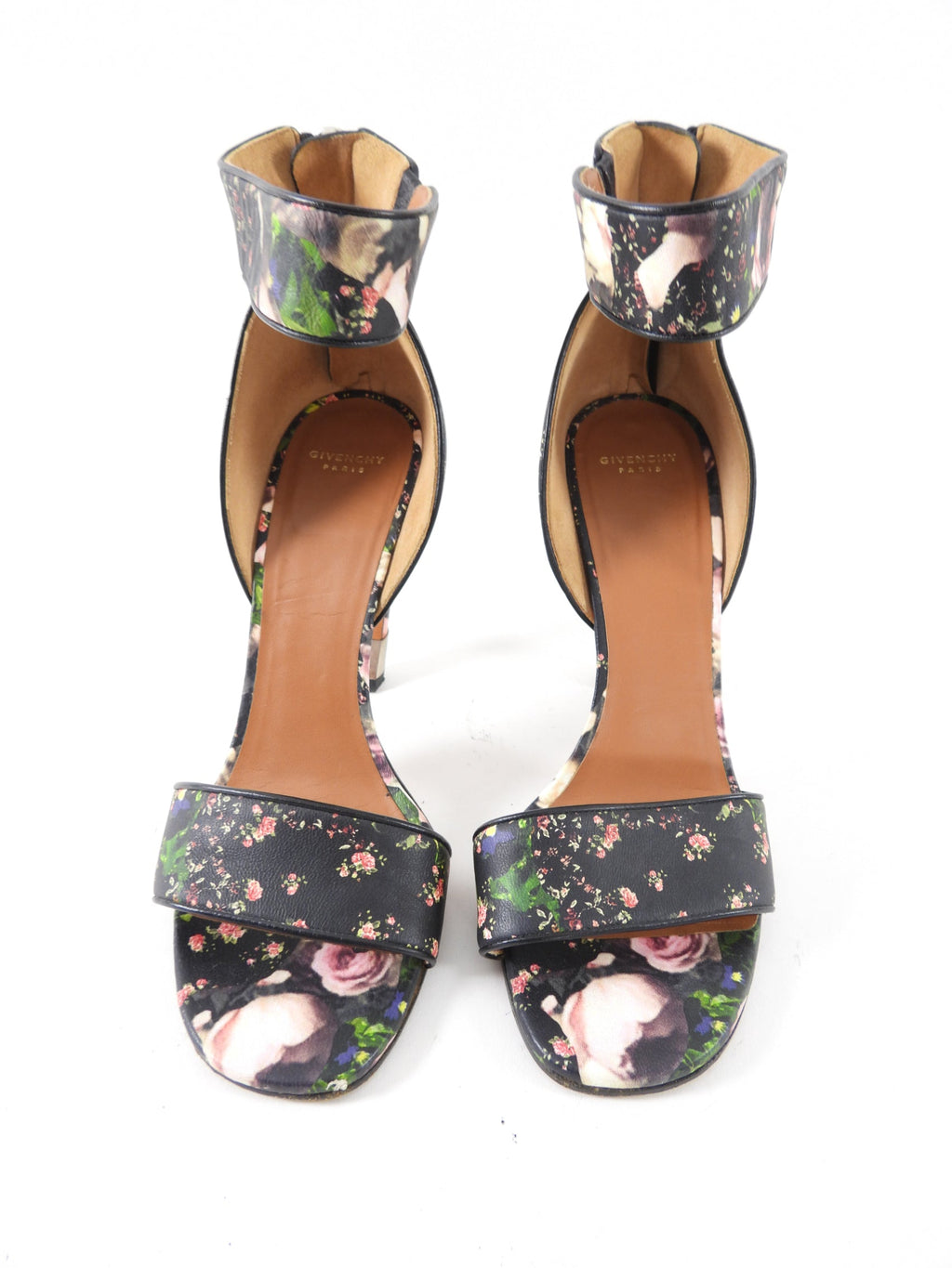 Givenchy Floral Leather Curved Heel Sandals - 38