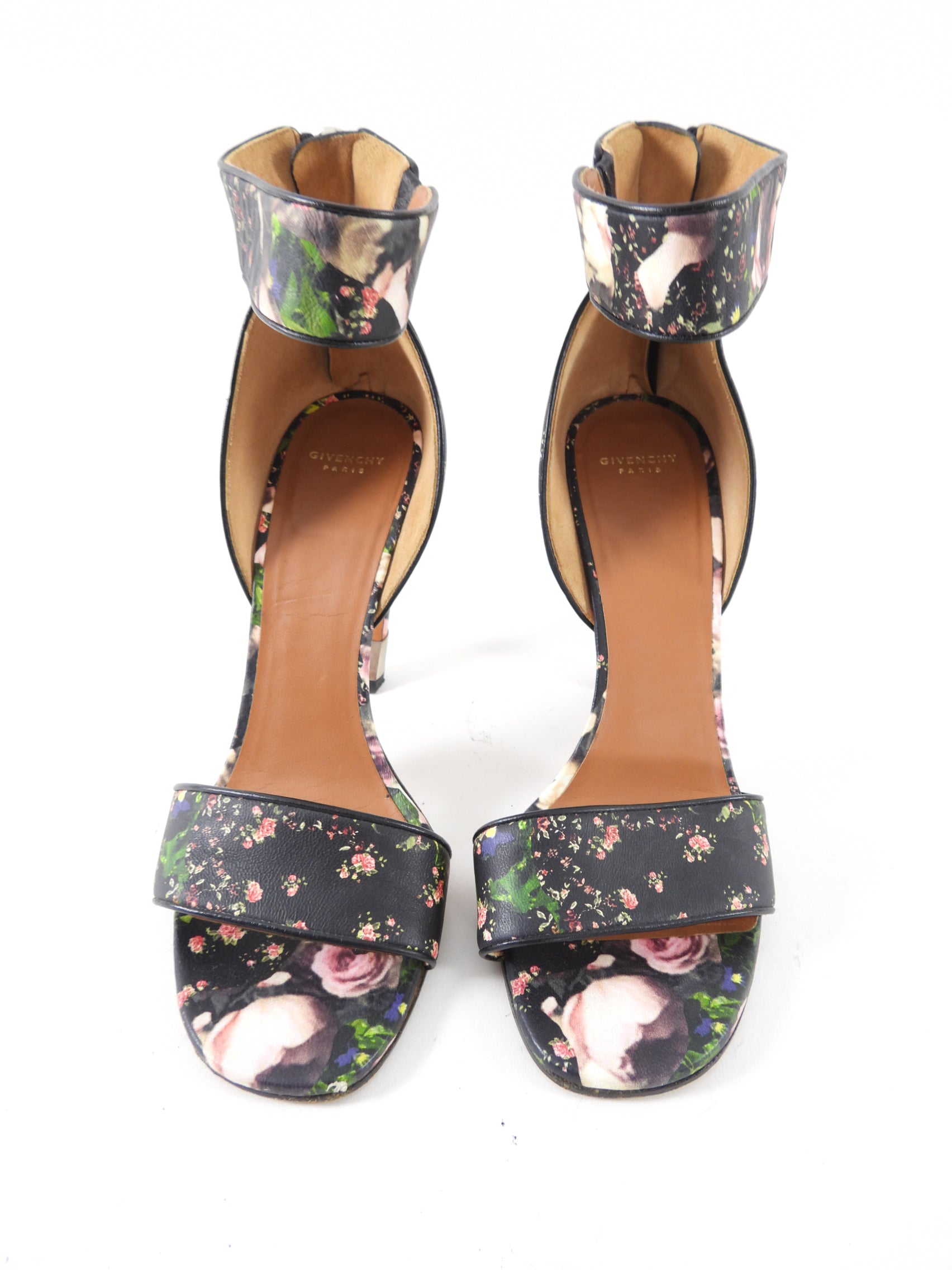 Givenchy Floral Leather Curved Heel Sandals - 38
