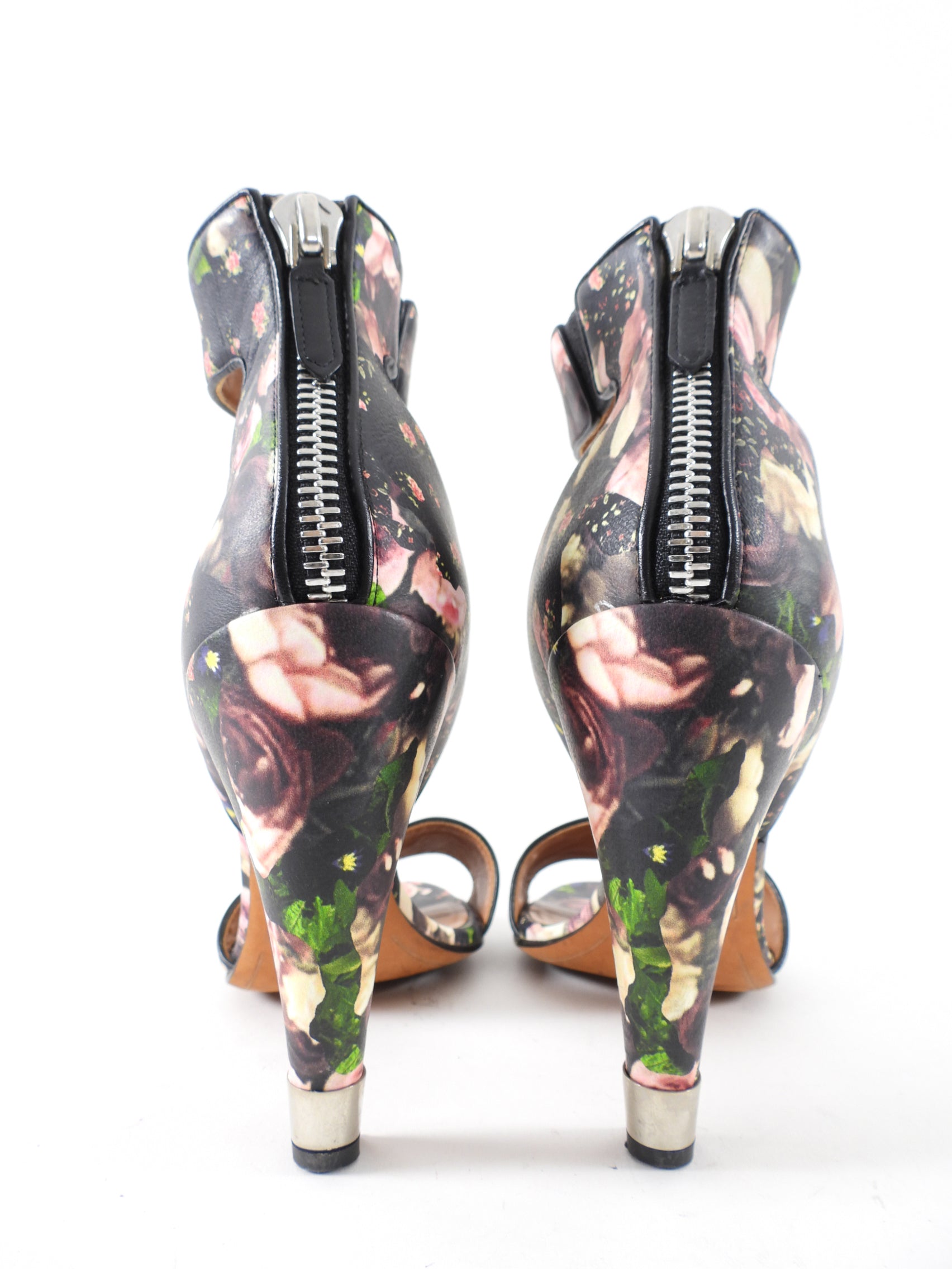 Givenchy Floral Leather Curved Heel Sandals - 38