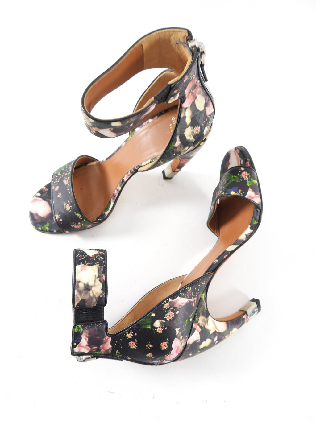 Givenchy Floral Leather Curved Heel Sandals - 38