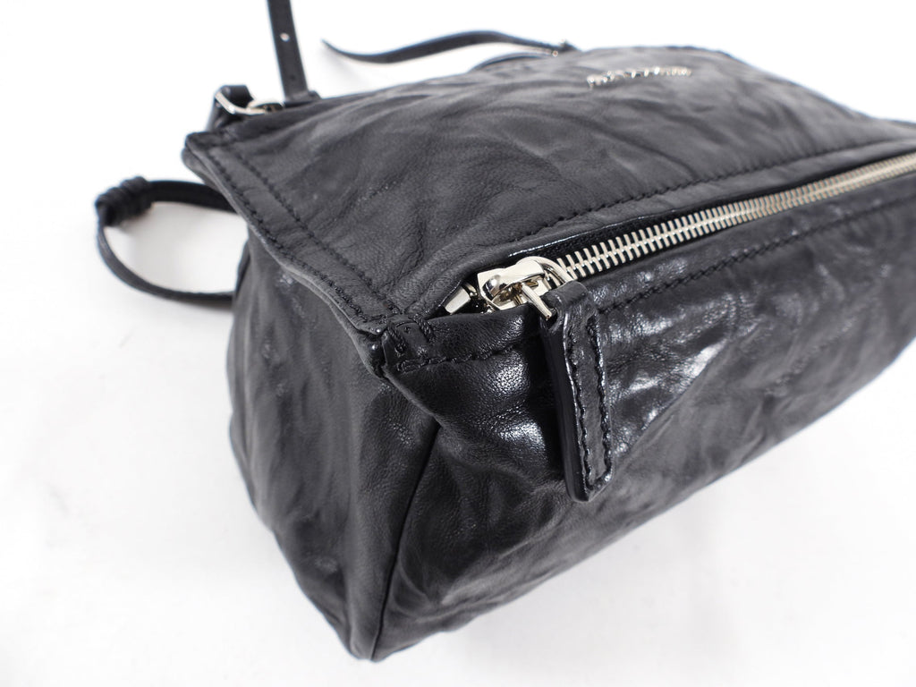 Givenchy Black Aged Pepe Leather Mini Pandora Crossbody Bag