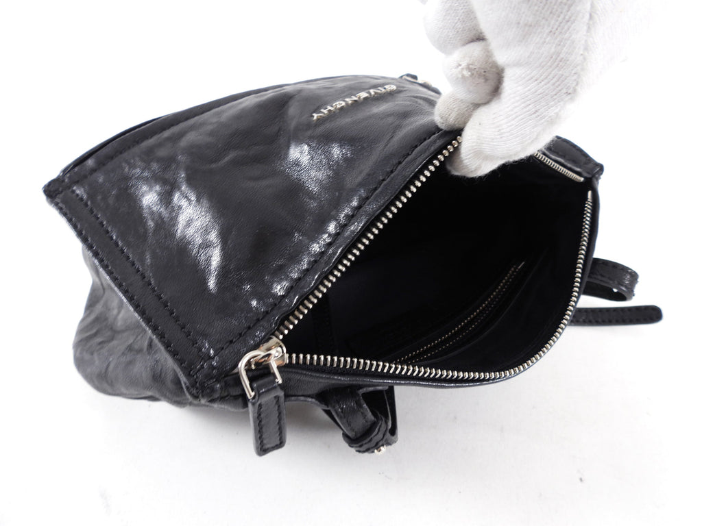 Givenchy Black Aged Pepe Leather Mini Pandora Crossbody Bag