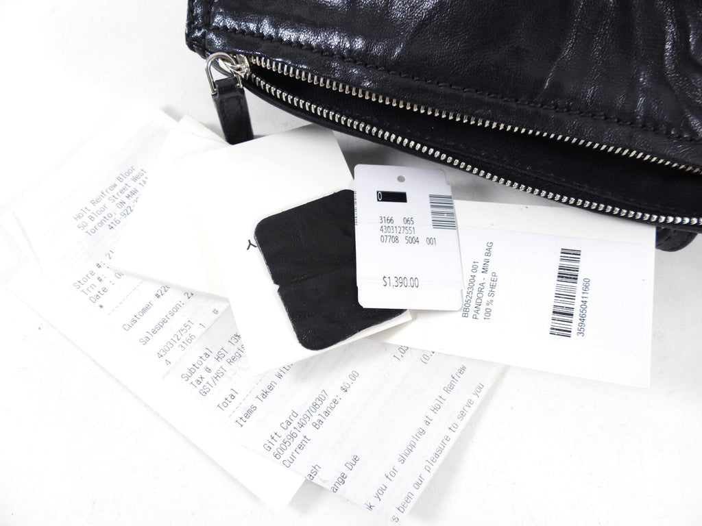 Givenchy Black Aged Pepe Leather Mini Pandora Crossbody Bag
