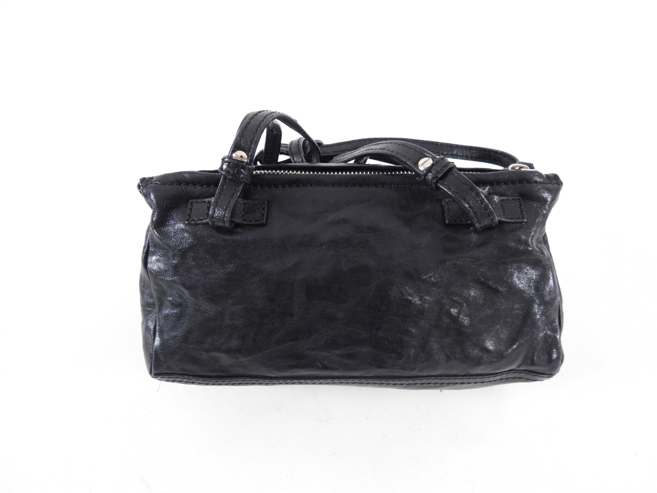 Givenchy Black Aged Pepe Leather Mini Pandora Crossbody Bag