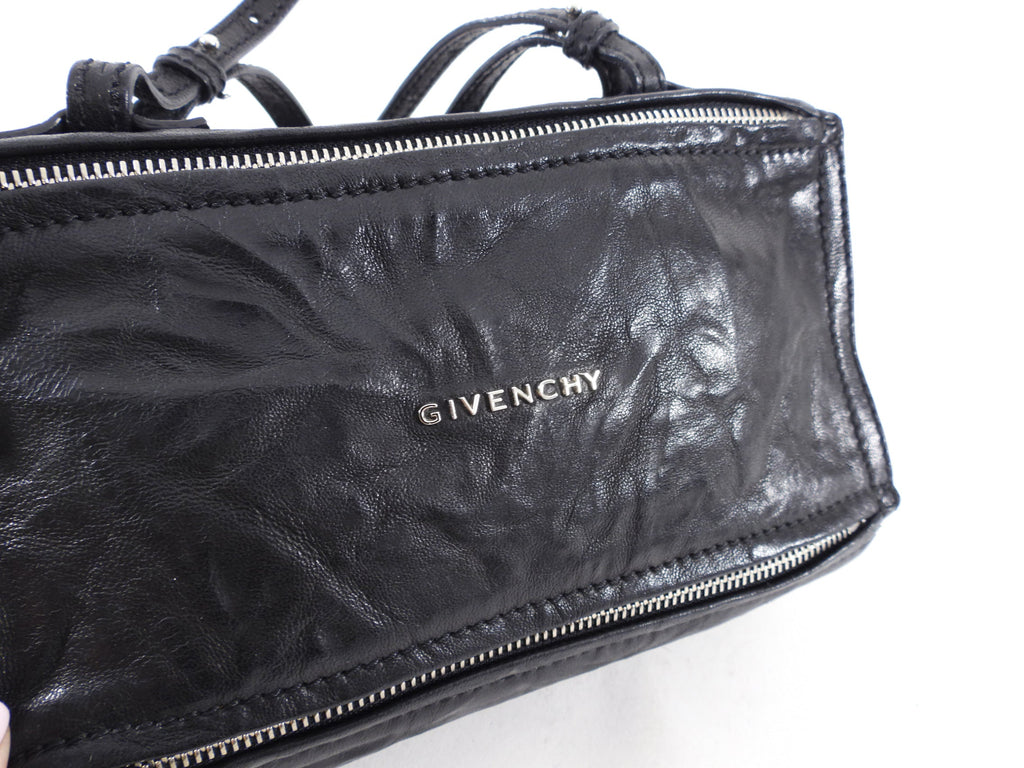 Givenchy Black Aged Pepe Leather Mini Pandora Crossbody Bag
