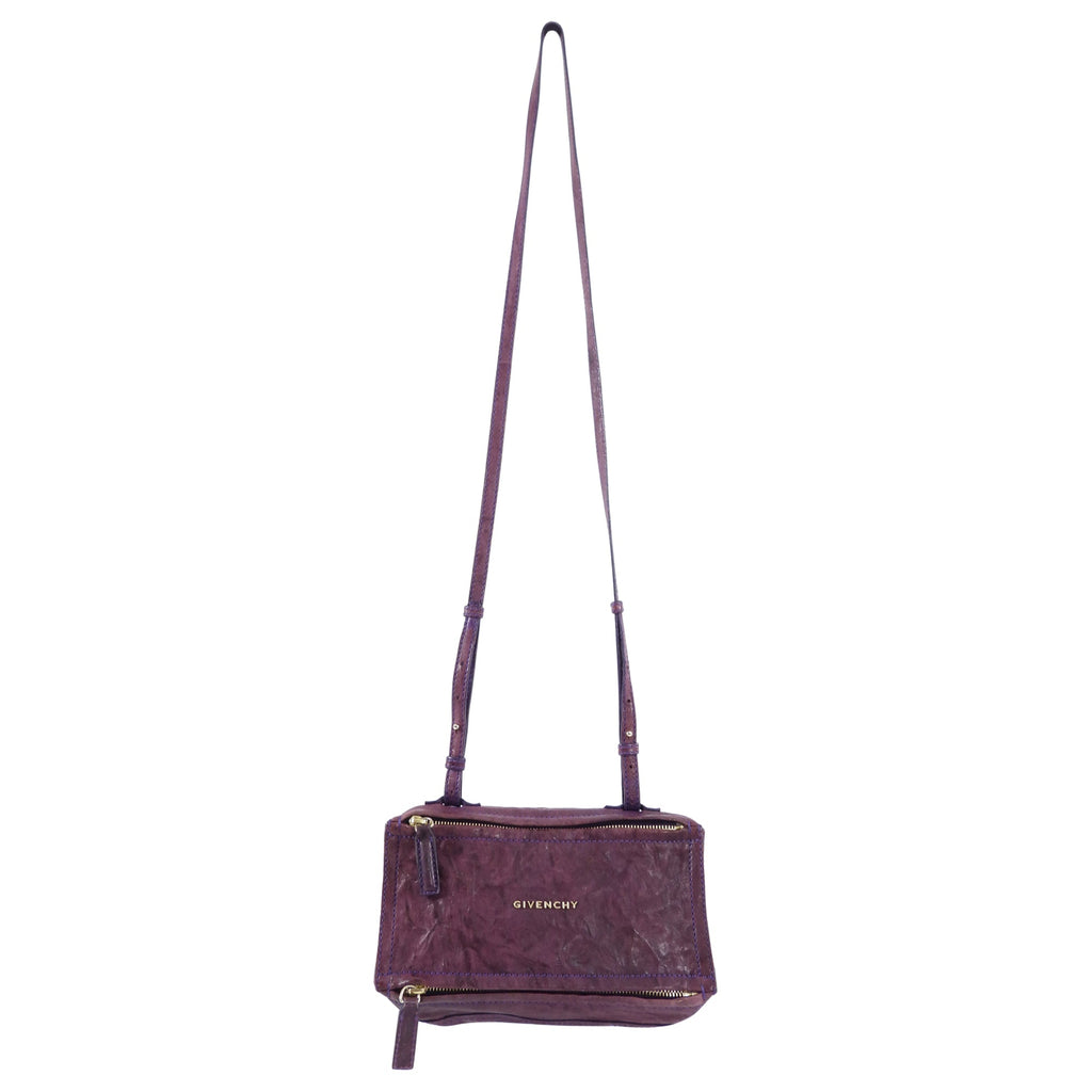 Givenchy Purple Aged Pepe Leather Mini Pandora Crossbody Bag