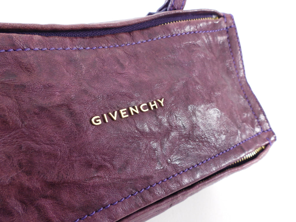 Givenchy Purple Aged Pepe Leather Mini Pandora Crossbody Bag